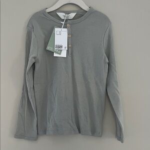 NWT H&M Kids Sage Green Long Sleeve Henley Tee 5T/6